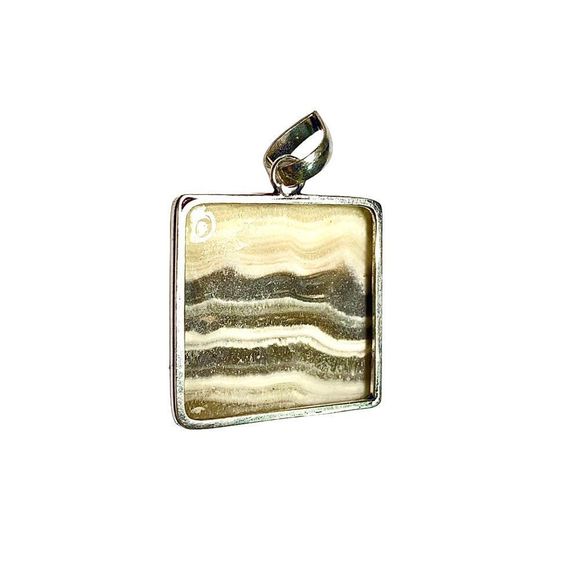 Natural Laguna Lace Calcite Gemstone in a Handcrafted 925 Stamped Pendant - Picture 4 of 4